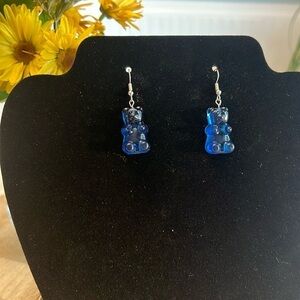 Dark Blue Gummy Bear Dangle Earrings